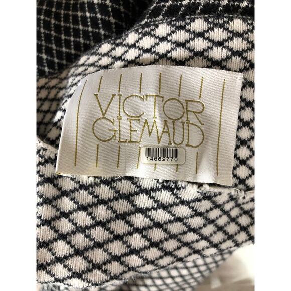 Victor Glemaud Dress Checked Cashmere Cotton Mock Neck Mini Black White L - Picture 7 of 11